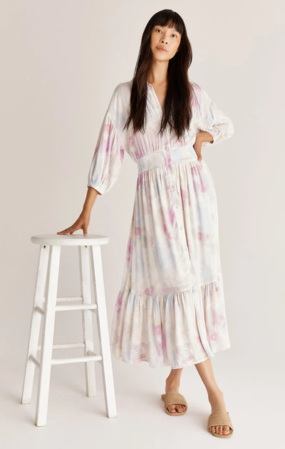 Z Supply Dress - Watercolour Maxi - White/Pastel - SMALL