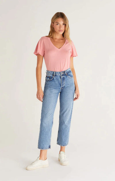 Z Supply Top - Fallon Flutter Tee - Pink