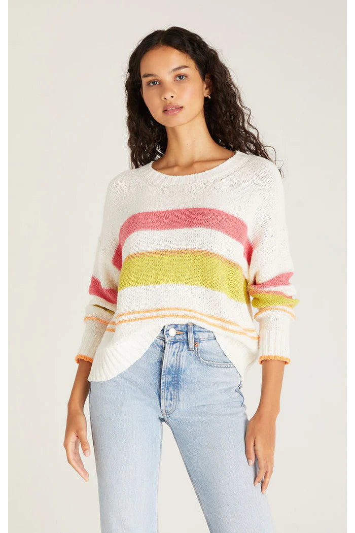 Z Supply Top - Colour Block Sweater - White
