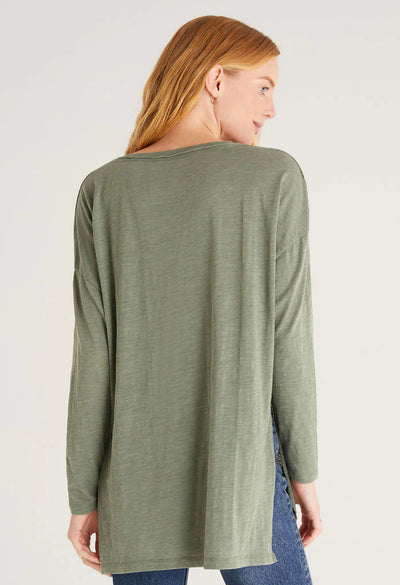Z Supply Top - Super Chill V-Neck - Forest Green